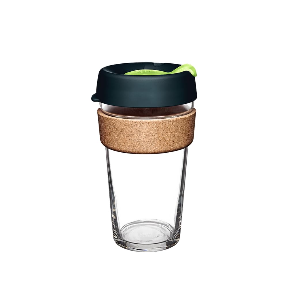Keepcup Reusable Tempered Glass Coffee Cup | Travel Mug With Spill Proof Lid, Brew Cork Band, Lightweight, Bpa Free | Large | 16