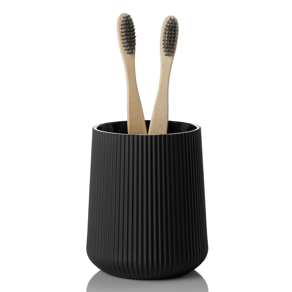 YAUKPH Black Striped Toothbrush Holder for Electric Toothbrushes Bathroom Organizer for Toothpaste Kids & Adults