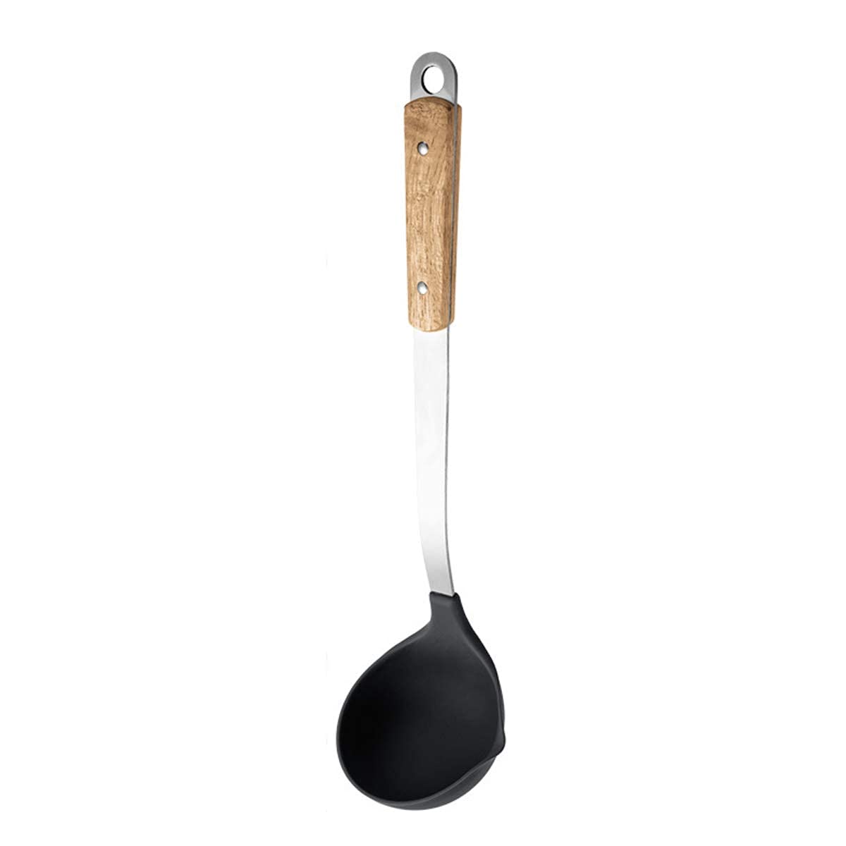 Kitool Deep Wok Ladle Spoon With Reinforced Silicone Ladle With Stainless Steel Handle And Wooden Grip Kitchenware Kitchen Tool 