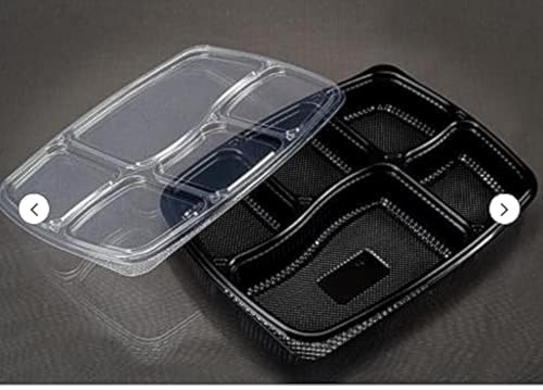 Adaamya Meal Tray With Lid Set Of 25 Microwave Safe 5 Compartment Plates For Dinner, Lunch,Unbreakable Made Of 100% Bpa Free Foo