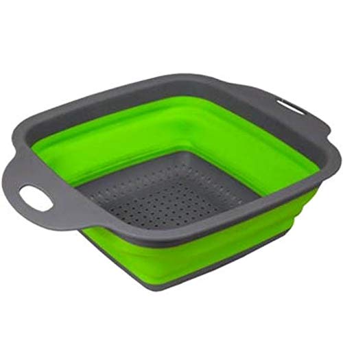 Handy Housewares Space Saving Collapsible Silicone Kitchen Colander Food Strainer (Red)