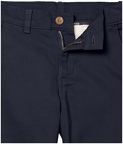 Izod Boys School Uniform Twill Khaki Pants, Flat Front  Comfortable Waistband, Navy, 12 Slim