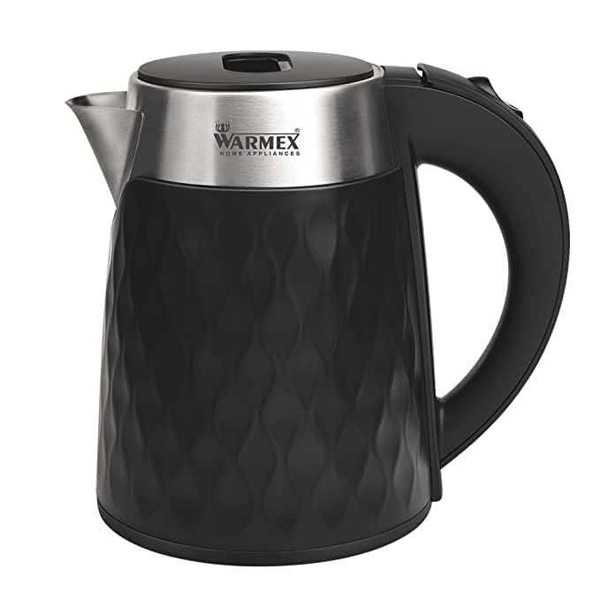 Warmex Double Wall Electric Kettle For Hot Water With 1.8 Ltr | 304 Stainless Steel Inner Body/Auto Shut Off/ 360 Deta | Boil & 
