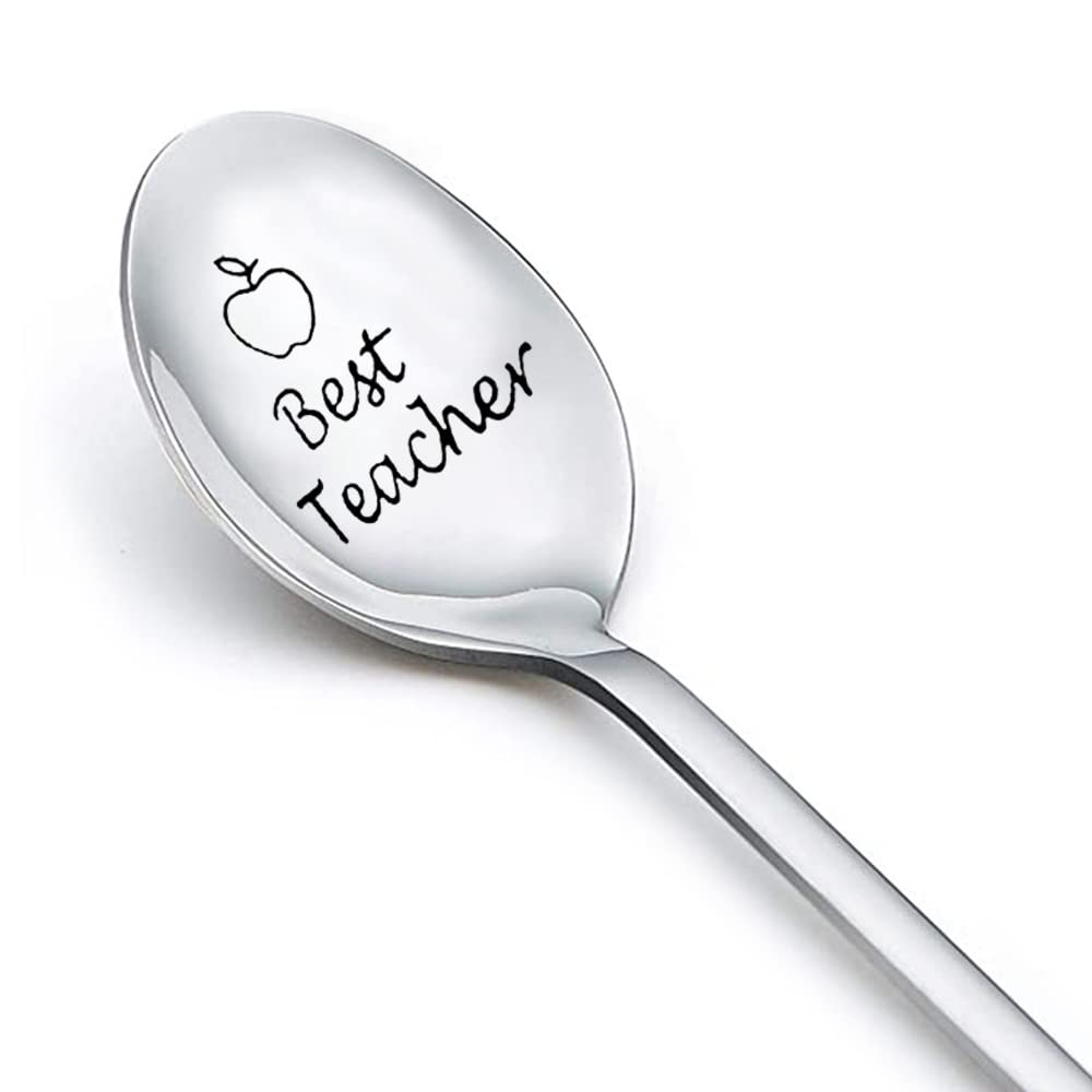 Teacher Appreciation Gifts For Women Men Engraved Ice Cream Coffee Tea Spoons For Teachers Coworkers Retirement Birthday Graduat