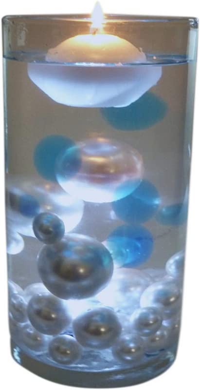 Unique Transparent Water Gels Packet with Blue Water Gels Color Accents Vase Fillers. (The White Pearl Beads are Sold Separately