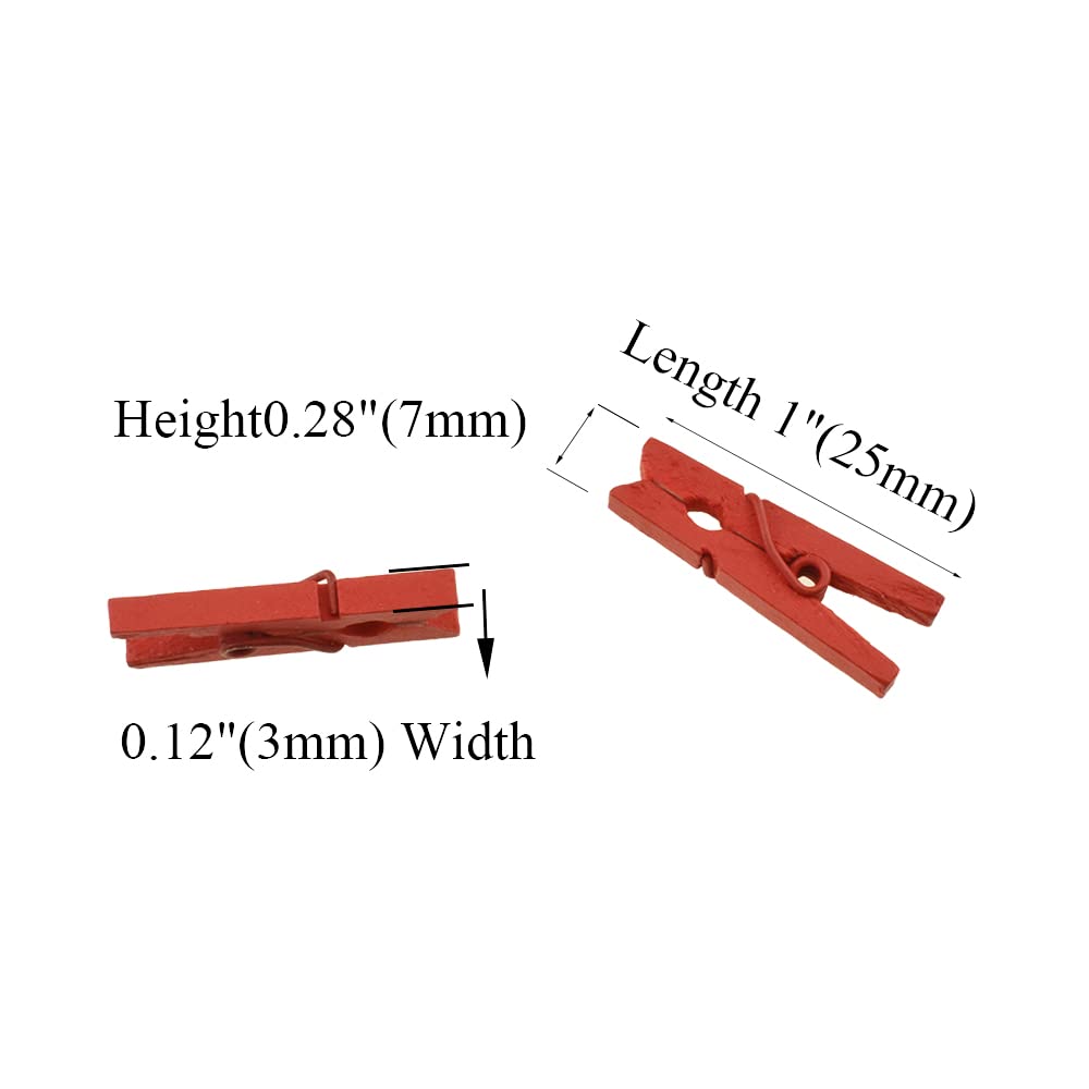 Hahiyo Red Wooden Clothes Pins Clothespins Mini Aviod Fall Apart 1 Inches Length 80 Pack Strong Springs No Rust No Discoloration