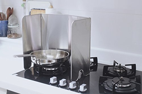 Splatter Guard For Cooking - Grease Splatter Screen - 4 Sided Splatter Guard Compact Type - Stainless Steel - Unfold 33.26 In X