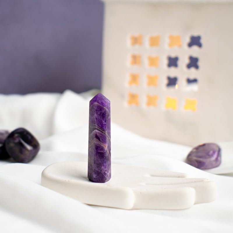 Astrotalk Amethyst Crystal Tower | Natural Amethyst Stone for Study, Healing & Stress Relief | Vastu Items for Home Decor | Office Table Decoration Items | Gift for Man & Woman