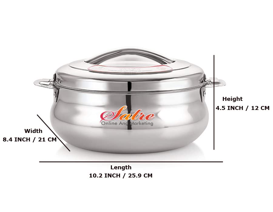 Satre Online And Marketing Insulated Stainless Steel Hot Pot Casserole Handi 1500 Ml, Stainless Steel Serving Pot Handi