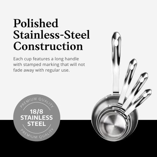 Artaste 43143 Stainless Steel 18/8 Measuring Cups (Set Of 4), Silver