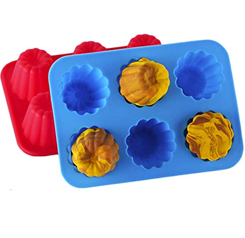 Lassum 2 Pieces Food Grade Silicone Cake Molds 6 Cavity Handmade Molds For Cake Chocolate Jelly Pudding Dessert