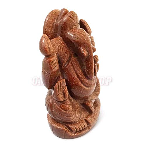 Om Pooja Shop Mangal Murti Ganesh Statue In Red Sunstone 90 Grams