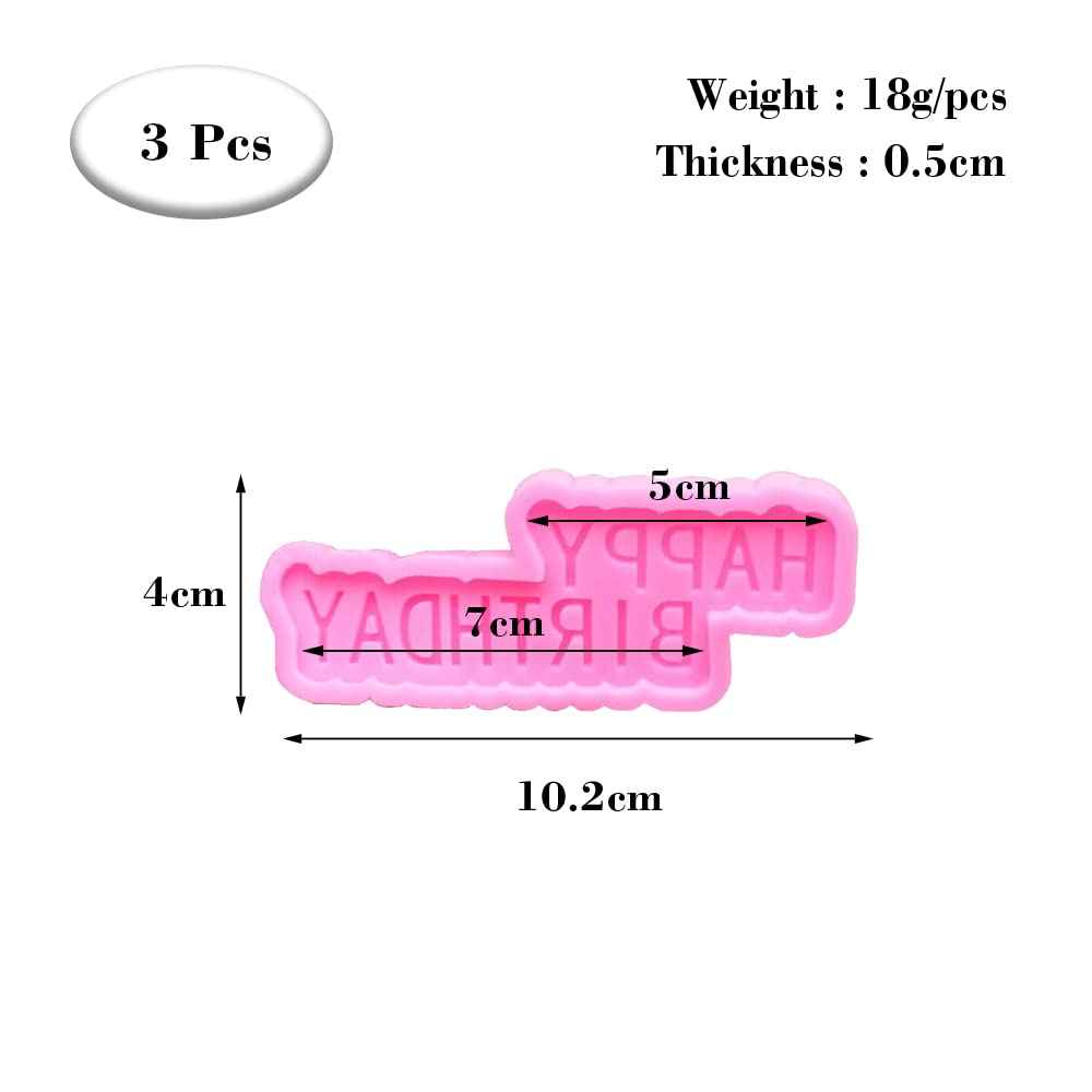 3 Pcs Happy Birthday 3D Silicone Mould Birthday Party Cake Dessert Mold Fondant Cake Mould Accessory For Boys Girls Birthday