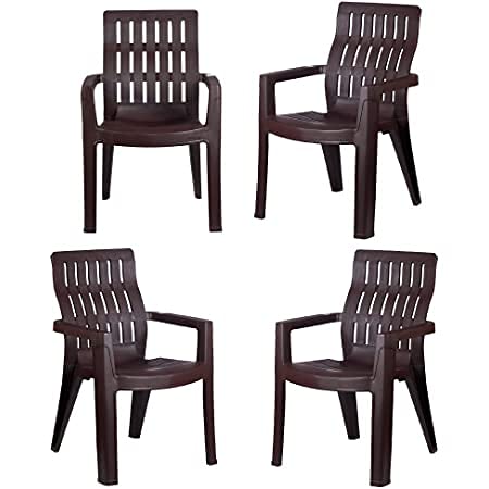 Maharaja Fortuner Plastic Chair Set Of 4 With Matt & Glossy Texture For Home, Office And Restaurant (Brown)