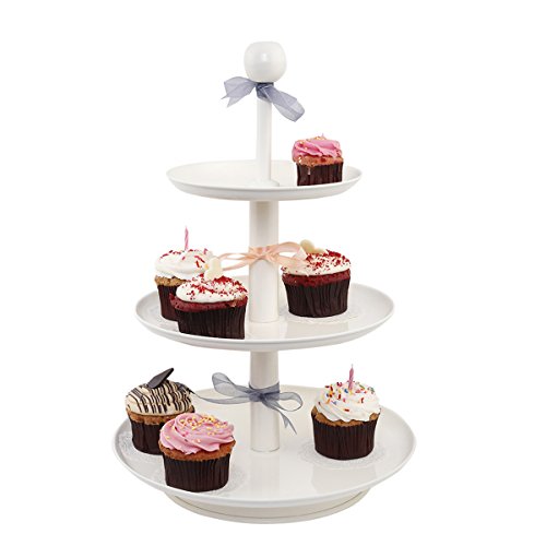 Elan 3 Tier Round Mild Steel Cake Stand (3 T) (Knob OffWhite)