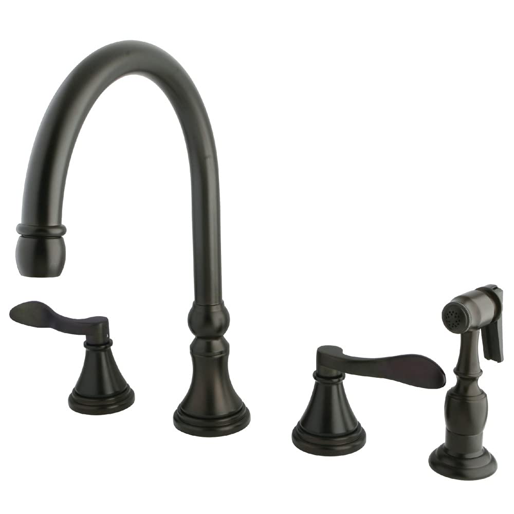 Kingston Brass Ks2795Dflbs Nufrench Widespread Kitchen Faucet, 8-1/4 Inch Spout Reach, Oil Rubbed Bronze