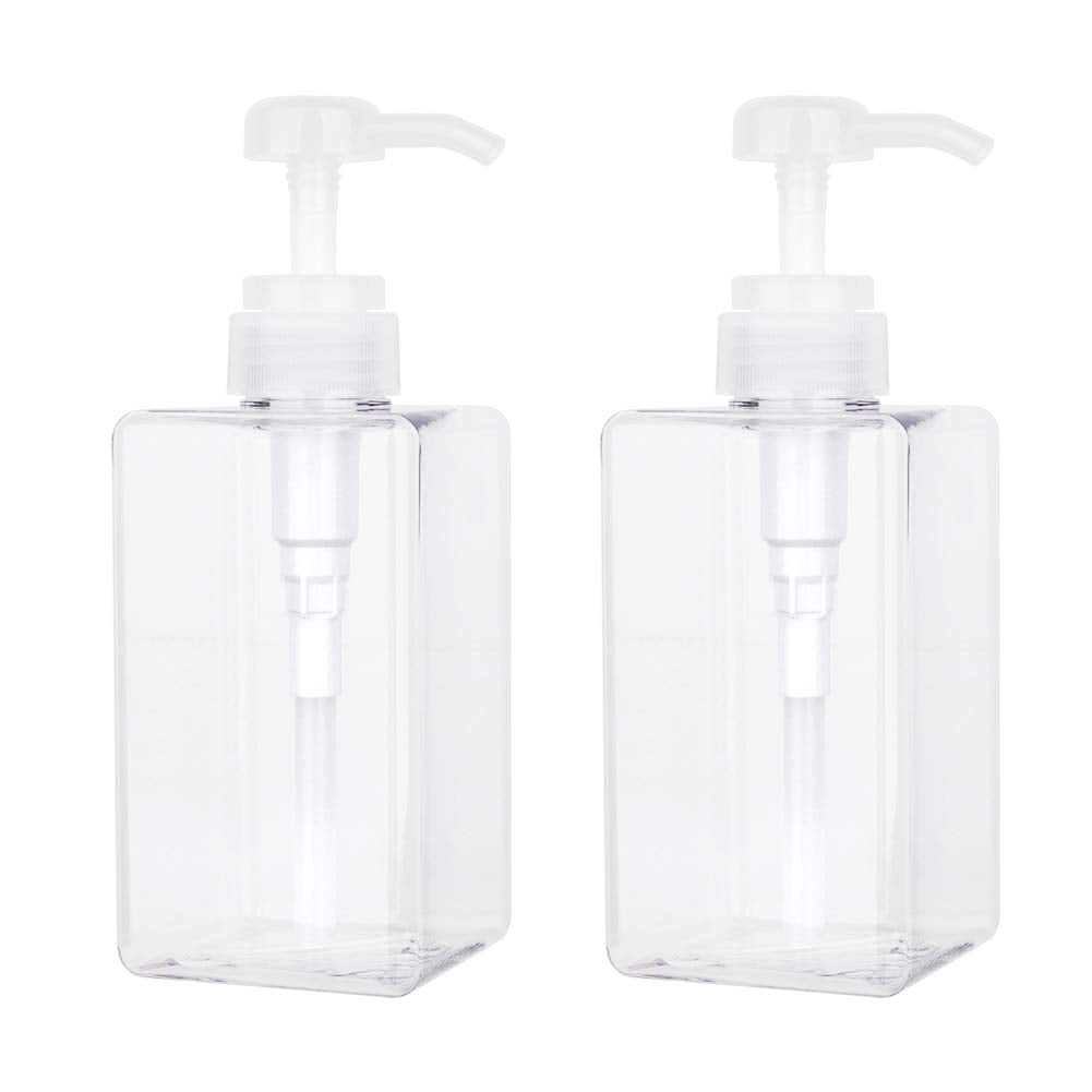 Pump Bottle, Refillable Plastic Empty Lotion Soap Dispenser Liquid Container For Bathroom Shampoo And Body Wash, 15Oz/450Ml Clea