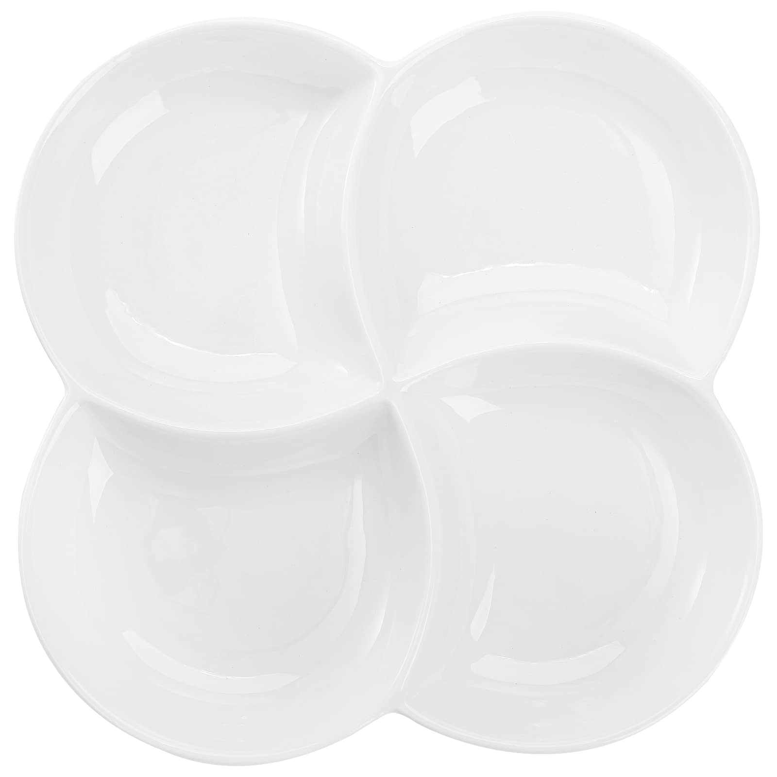Zenfun Set Of 3 Porcelain Appetizer Platter With 4 Compartment, Flower-Shaped Candy And Nut Serving Tray Snack Serving Plate Dis