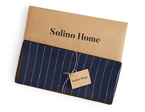 Solino Home Pinstripe Linen Navy And White Table Runner 108 Inches Long - 100% Pure Linen Dining Table Runner 18 X 108 Inch Idea
