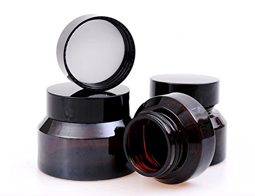 15G Gram 15Ml(0.5 Oz) Amber Glass Empty Refillable Inclined Shoulder Cosmetic Jars Empty Face Cream Lotion Lip Balm Storage Cont