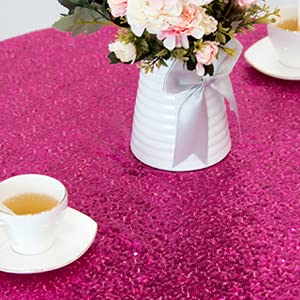 Jyflzq Fuchsia Sequin Tablecloth 70 Round Sparkly Drape Table Cloths Table Cover Overlay For Wedding Birthday Party Baby Bridal