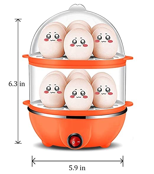 Zuvexa Egg Boiler Poacher Automatic Off Steaming, Cooking, Boiling Double Layer 14 Egg Boiler (Multicolor)