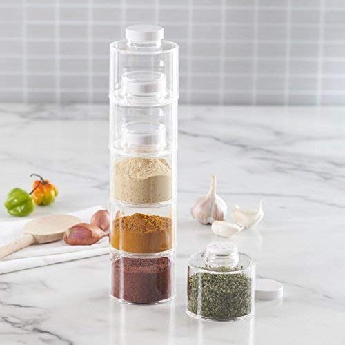 Overa All In 1 Set Of 6 Pcs Spice Rack Carousel Tower Space Saving Kitchen Jars