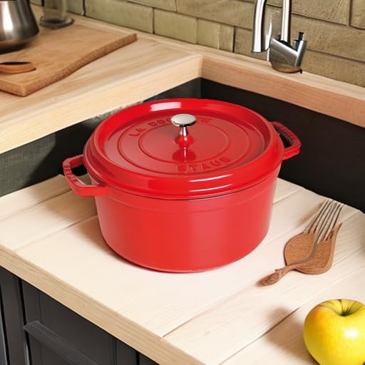 Staub Cast Iron 7-Qt Round Cocotte - Cherry, Made In France