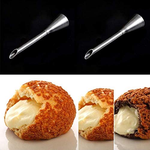 Aeyistry 2 Pcs Cream Icing Piping Nozzle Tip Stainless Steel Nozzle Cream Puff Decor Small Pastry Icing Piping Tool