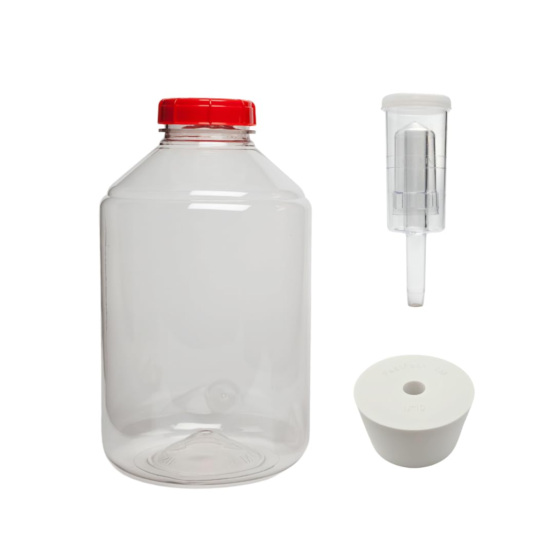 Fermonster B07Bq7Jtdj 3G Wide Mouth Plastic Carboy With #10 Drilled Bung And 3-Piece Airlock, 1G, Multicolor