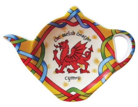Welsh Dragon Teabag Holder Irish Tea Bag Coaster Wales Teapot Shaped Resting Caddy Saucer St. Davids Day Gift Made Of New Bone C