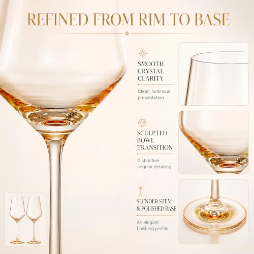 Monet Stemmed Wine Glassware, Yellow, Set of 2