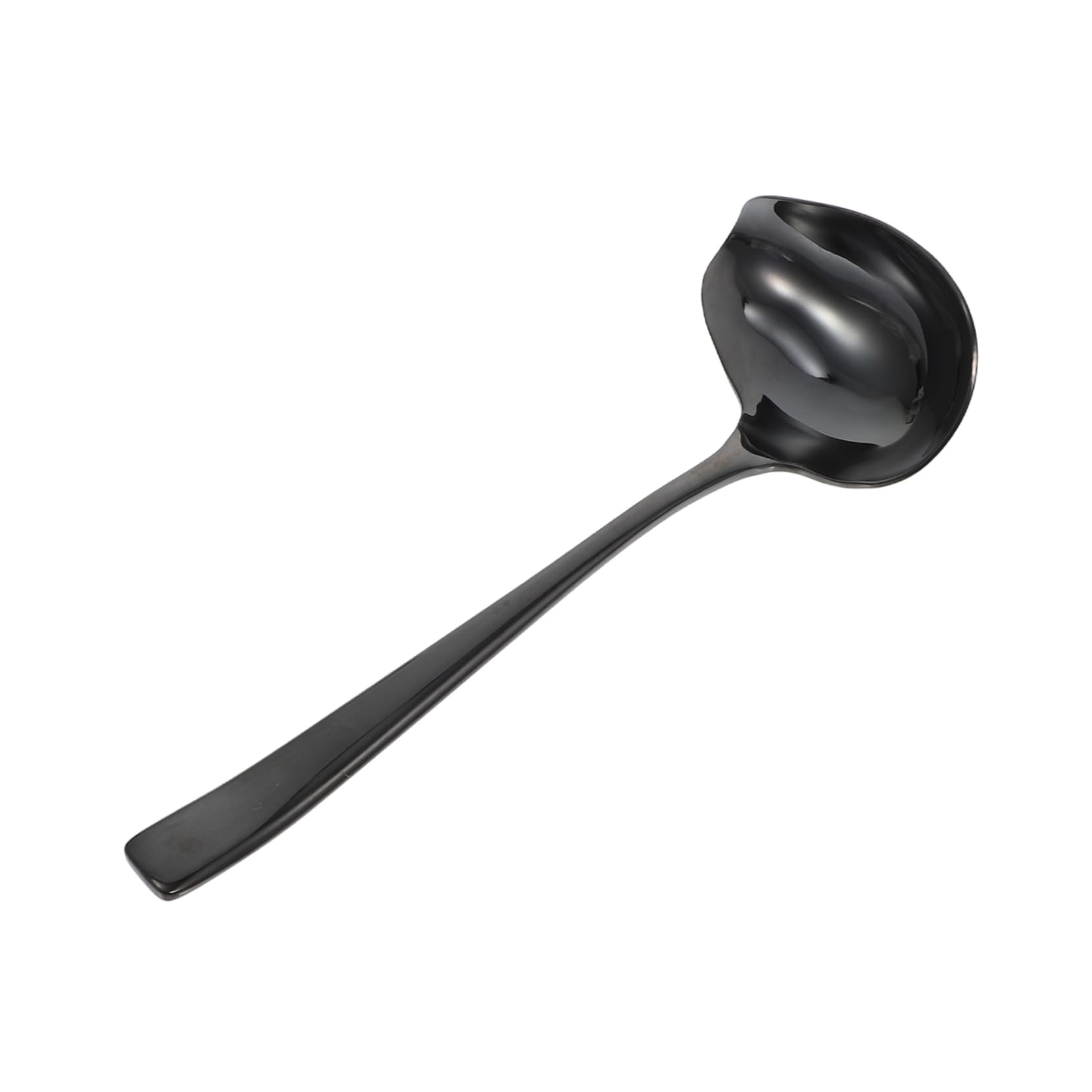 BESTOYARD 1pc Stainless Steel Duckbill Spoon Ergonomic Black Matte Kitchen Utensil for Sauces Soups and Gravy Easy to Clean and 