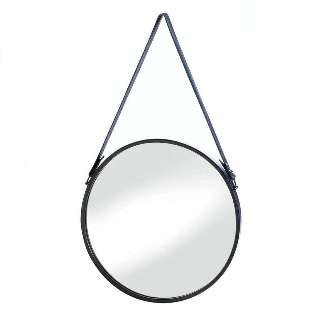 Zings & Thingz 57074344 Faux Leather Strap Wall Mirror, Black