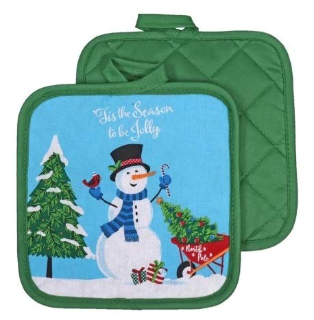 Collection Weihnachts-Kchenhandtuch-Set, 5-Teilig, 2 Topflappen Und Handtcher Mit 1 Ofenhandschuh (Schneemann)