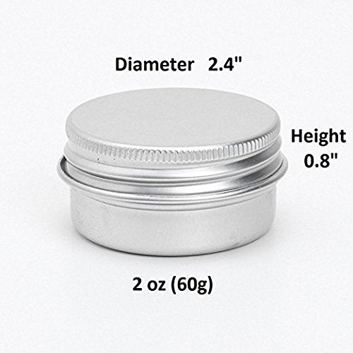 Ctkcom 2-Ounce Metal Tins Screw Top Flat Aluminum Silver Slide Round Tin Containers For Lip Balm,Crafts,Cosmetic,Candles,Travel
