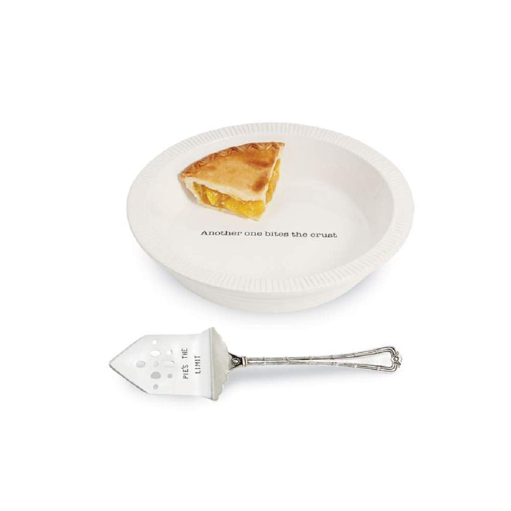 Mud Pie Circa Pie Plate with Server, White/Silver, Plate 2.25 x 11 Dia., Server 10