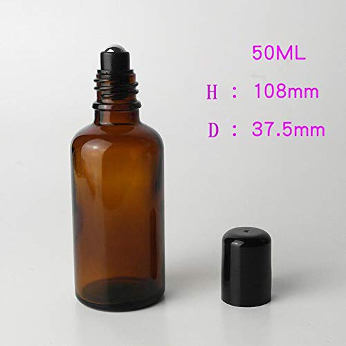 Xingzi 3Pcs 50Ml Empty Refillable Amber Glass Roll On Bottles Essential Oil Roller Bottles With Stainless Steel Roller Ball And