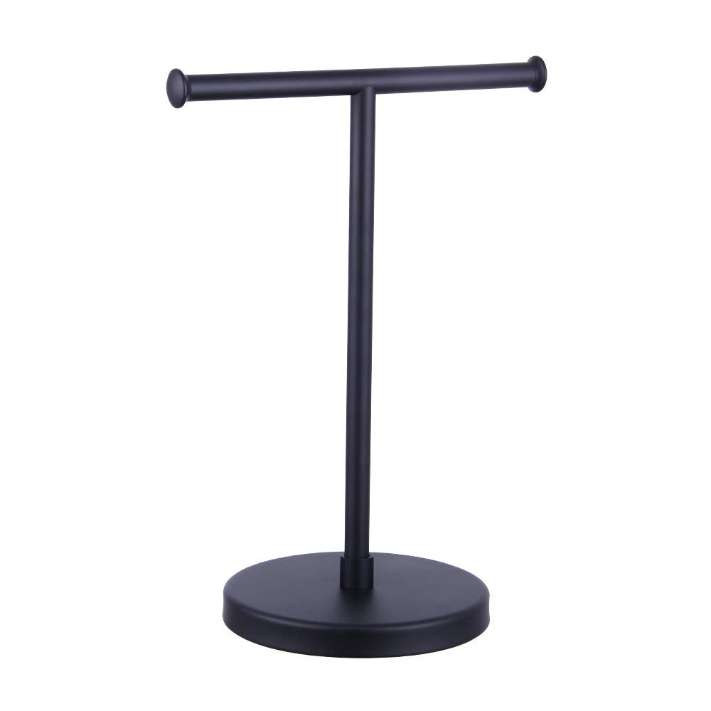 Kimzcn Matte Black Modern Hand Towel Stand For Bathroom, Kitchen Or Vanity, Free Standing Countertop Rack