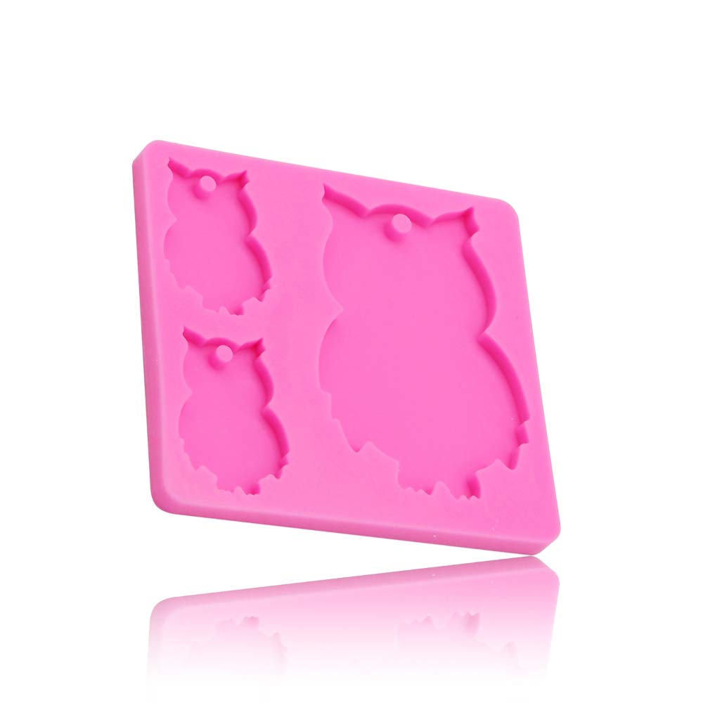 Cute Animal Bird Owl Family Keychain Pendant Silicone Mold With Hole For Diy Candy Soap Mould Crystal Desserts Cupcake Cake Topp