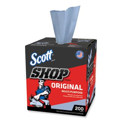 Scott Kimberly-Clark 75190-8PK Blue Shop Towels, 10 x 12, Box of 200, 8 Pack
