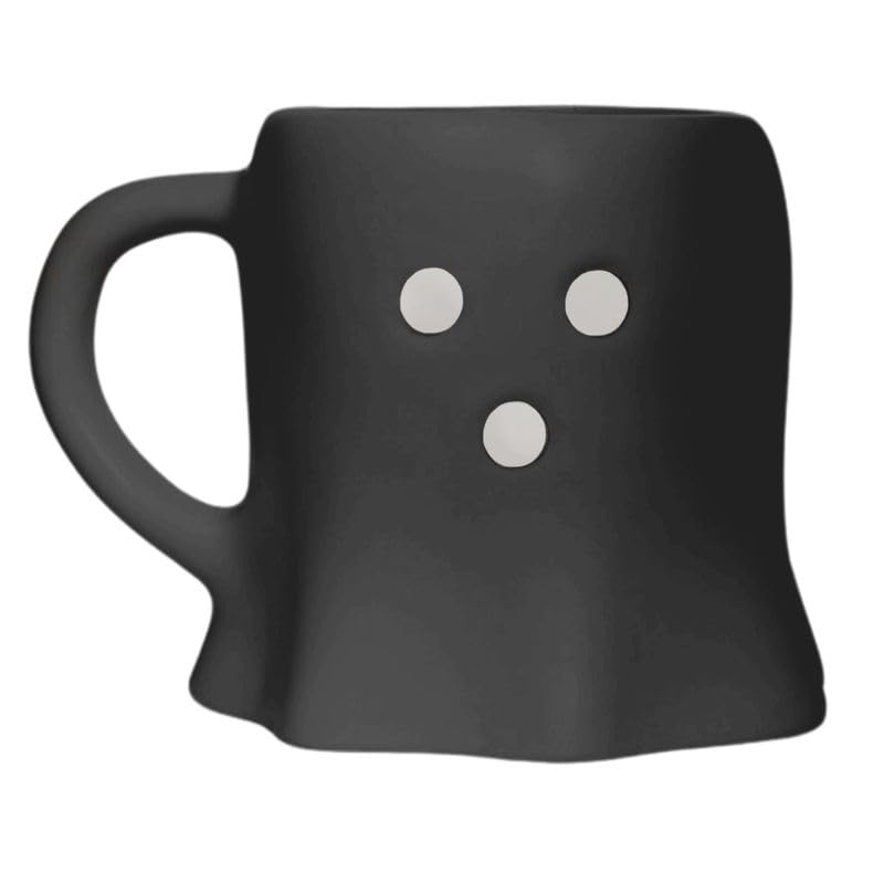 Sweet Water Decor Halloween Ghost Coffee Mug, 12oz Black Ceramic Fall Mug, Cute Spooky Season Drinkware for Coffee, Tea & Cocoa,