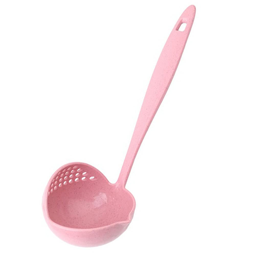 AKOAK 1 Pack 2 in 1 Kitchen Soup Ladle, Plastic Skillet Colander with Strainer, for Home, Hotel, Restaurant, Coffee Shop and Mor