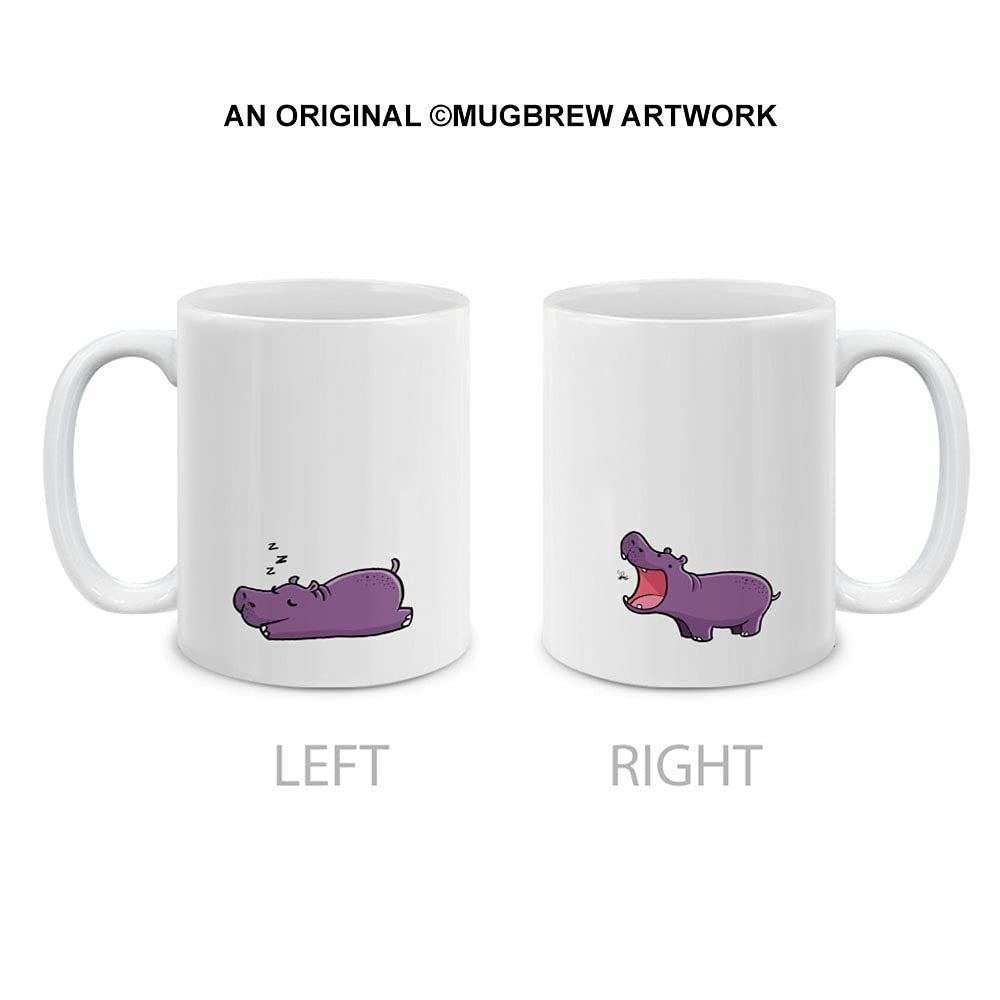 MUGBREW Cartoon Animal Drawing Mugs, Purple Hippo Ceramic Coffee Mug Tea Cup, 11 OZ