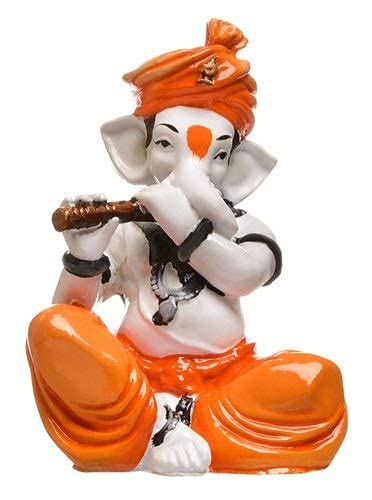 Nrson Handcrafted Lord Ganesh Playing Basuri Ganesha Ganpati Ji Idol Murti For Pooja,Gift, Office Desk& Home Decor,Table Decor S