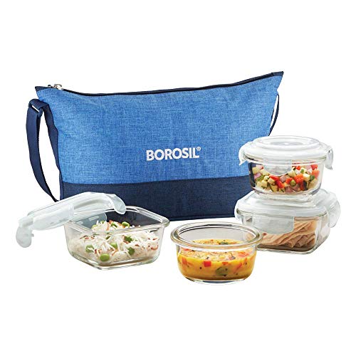Borosil Prime Daisy Glass Lunch Box Microwave Safe Office Tiffin (320 ...
