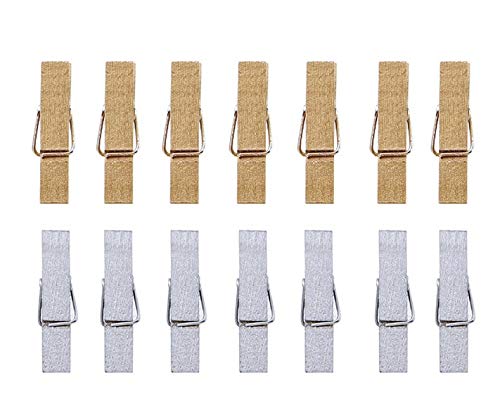 iKammo 50pcs Wood Gold Clothespins Mini Wooden Gold Clothes Pins for Photo Peg Pin Compatible Gift Wrapping  Picture Hanging  Arts&Crafts  Photo Display (Gold  3.5 * 0.7cm)