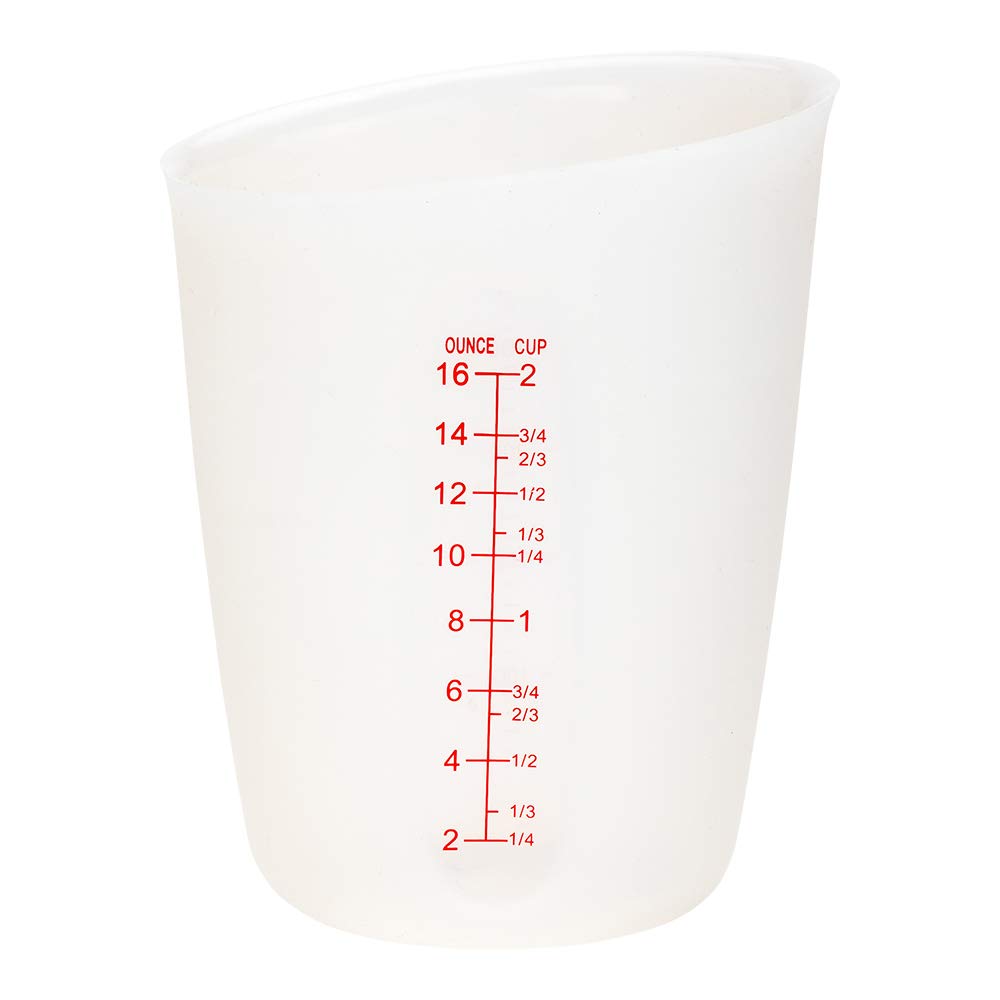 Restaurantware 2 Cup Flexible Measuring Cup 1 Heat-Tolerant Rubber Measuring Cup - Microwavable Dishwashable Translucent Silicon