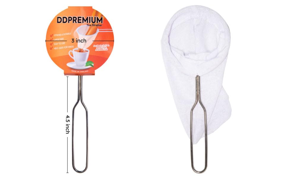 Ddpremium Traditional Thai Style Tea Filter Stainless Steel Size 3 Inches Friendly Using & Durable, Compatible With All Tea Type