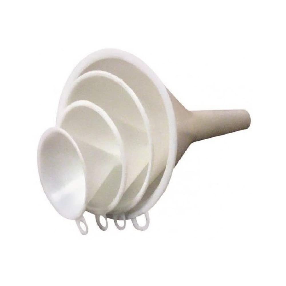 Chef Craft Set Of 4 General Purpose Plastic Assorted Sizes Nested Funnel Set, White